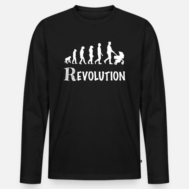 Revolution Daddy Kinderwagen Geburt - Männer Premium Bio Langarmshirt - Schwarz
