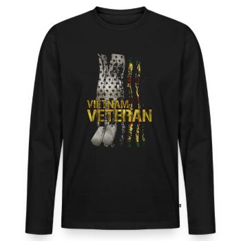 Vétéran du Vietnam - T-shirt manches longues Premium bio Homme - noir - Devant - Nico (187cm)