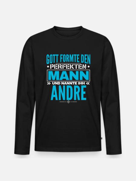Andre Name Design - Männer Premium Bio Langarmshirt - Schwarz