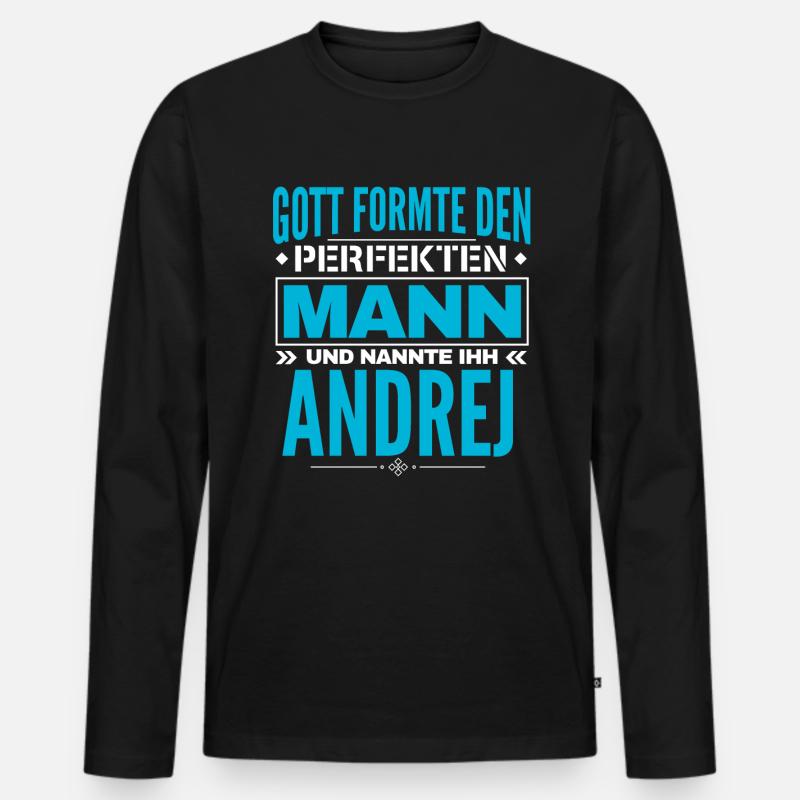 Andrej Name Design - Männer Premium Bio Langarmshirt - Schwarz