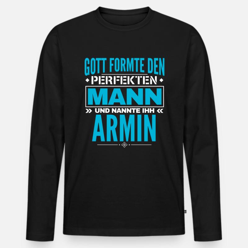 Armin Name Design - Männer Premium Bio Langarmshirt - Schwarz