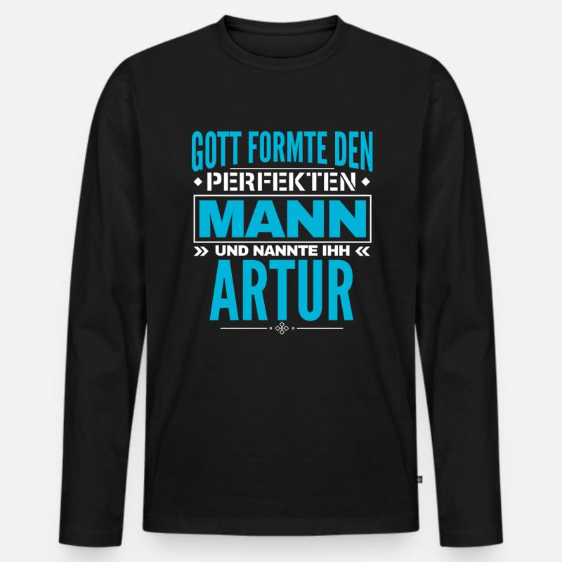 Artur Name Design - Männer Premium Bio Langarmshirt - Schwarz