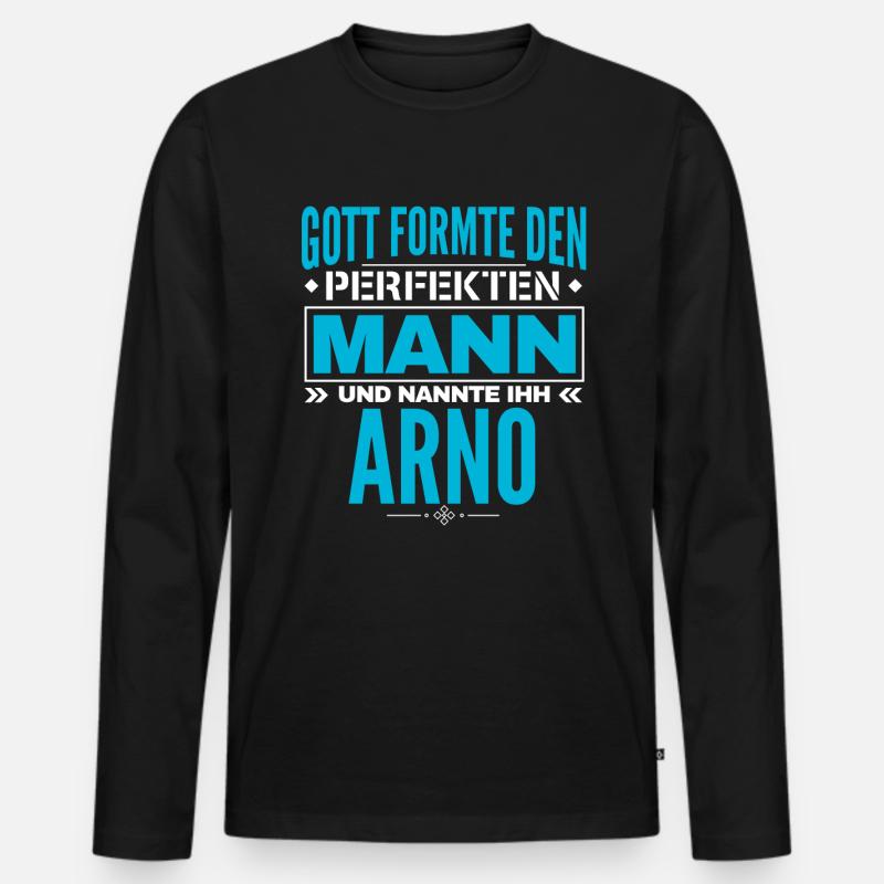 Arno Name Design - Männer Premium Bio Langarmshirt - Schwarz