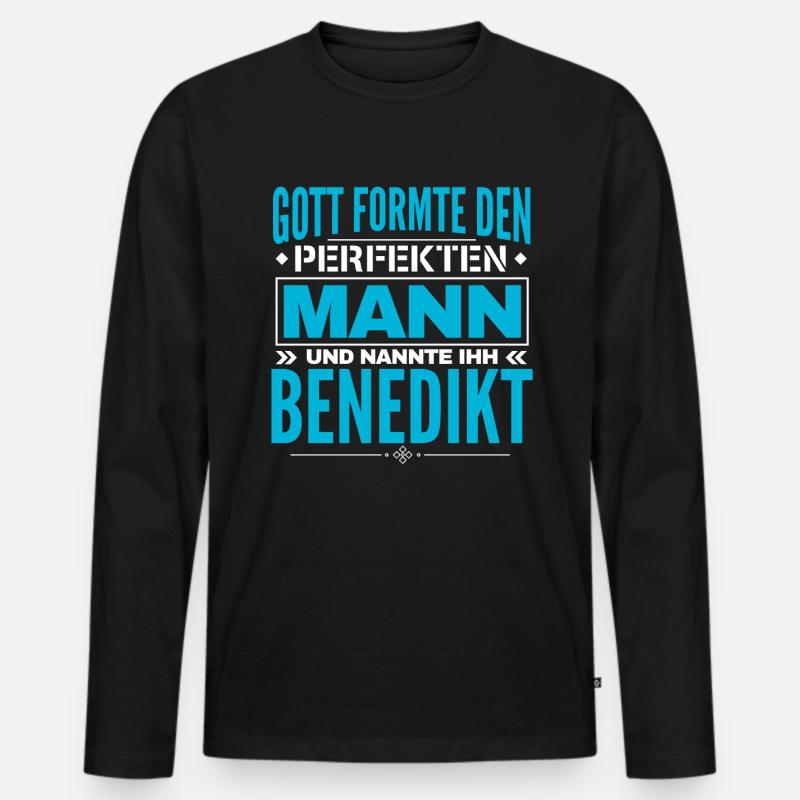 Benedikt Name Design - Männer Premium Bio Langarmshirt - Schwarz