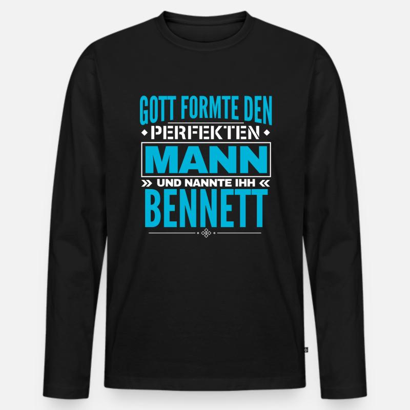 Bennett Name Design - Männer Premium Bio Langarmshirt - Schwarz