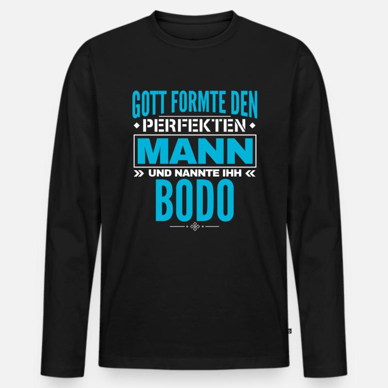 Bodo Name Design - Männer Premium Bio Langarmshirt - Schwarz