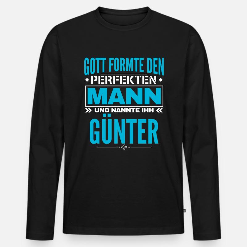 Günter Name Design - Männer Premium Bio Langarmshirt - Schwarz