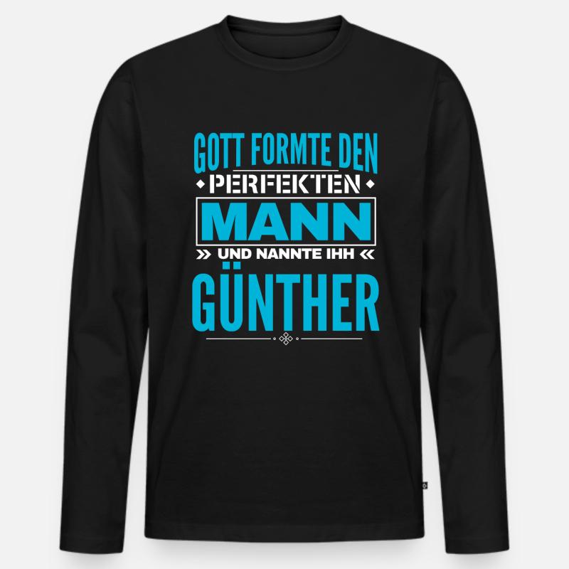 Günther Name Design - Männer Premium Bio Langarmshirt - Schwarz
