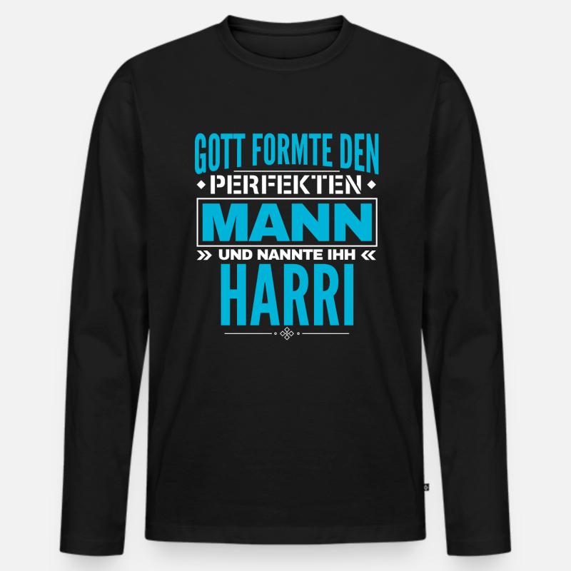 Harri Name Design - Männer Premium Bio Langarmshirt - Schwarz