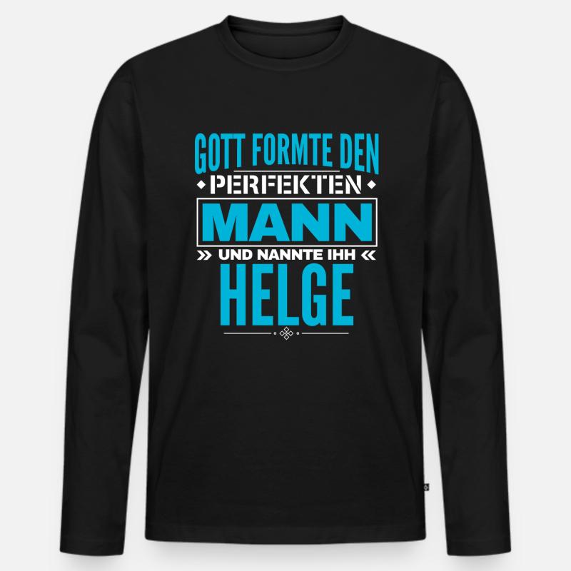 Helge Name Design - Männer Premium Bio Langarmshirt - Schwarz