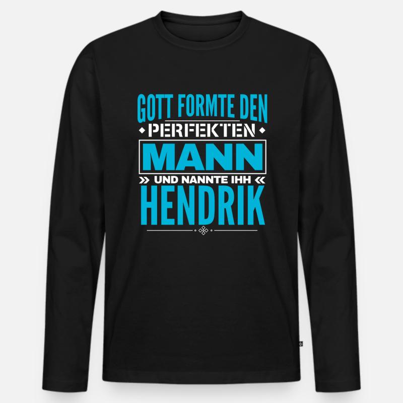 Hendrik Name Design - Männer Premium Bio Langarmshirt - Schwarz