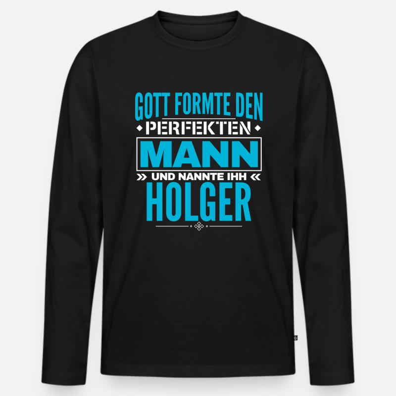 Holger Name Design - Männer Premium Bio Langarmshirt - Schwarz