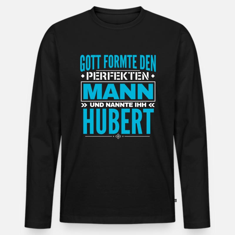 Hubert Name Design - Männer Premium Bio Langarmshirt - Schwarz