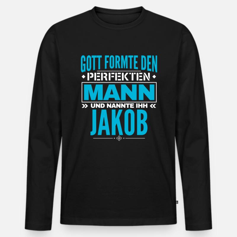 Jakob Name Design - Männer Premium Bio Langarmshirt - Schwarz