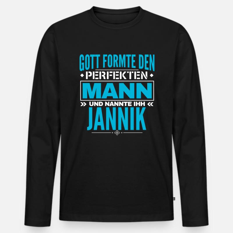Jannik Name Design - Männer Premium Bio Langarmshirt - Schwarz