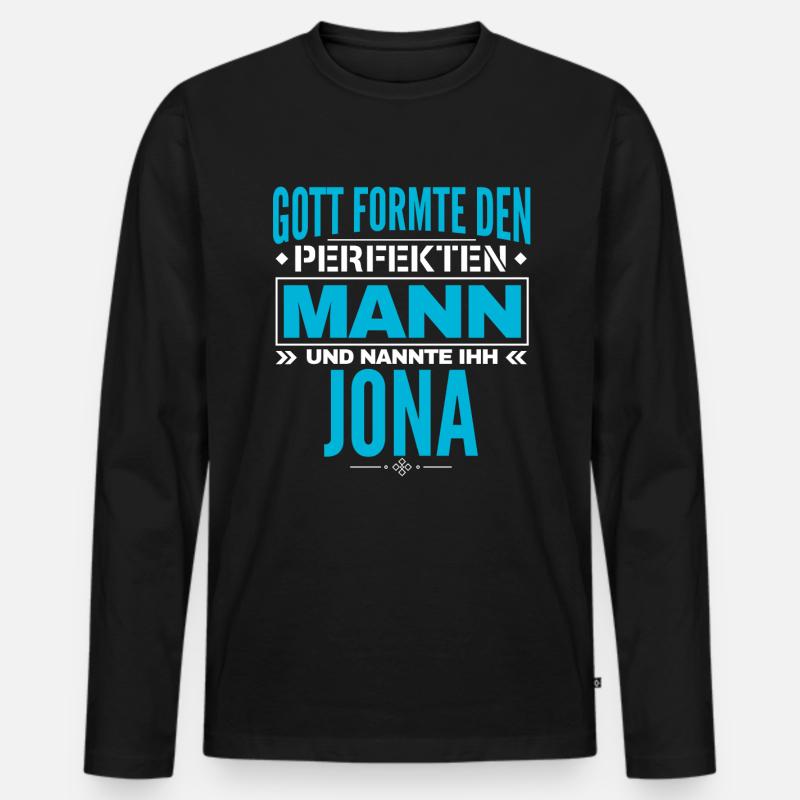 Jona Name Design - Männer Premium Bio Langarmshirt - Schwarz