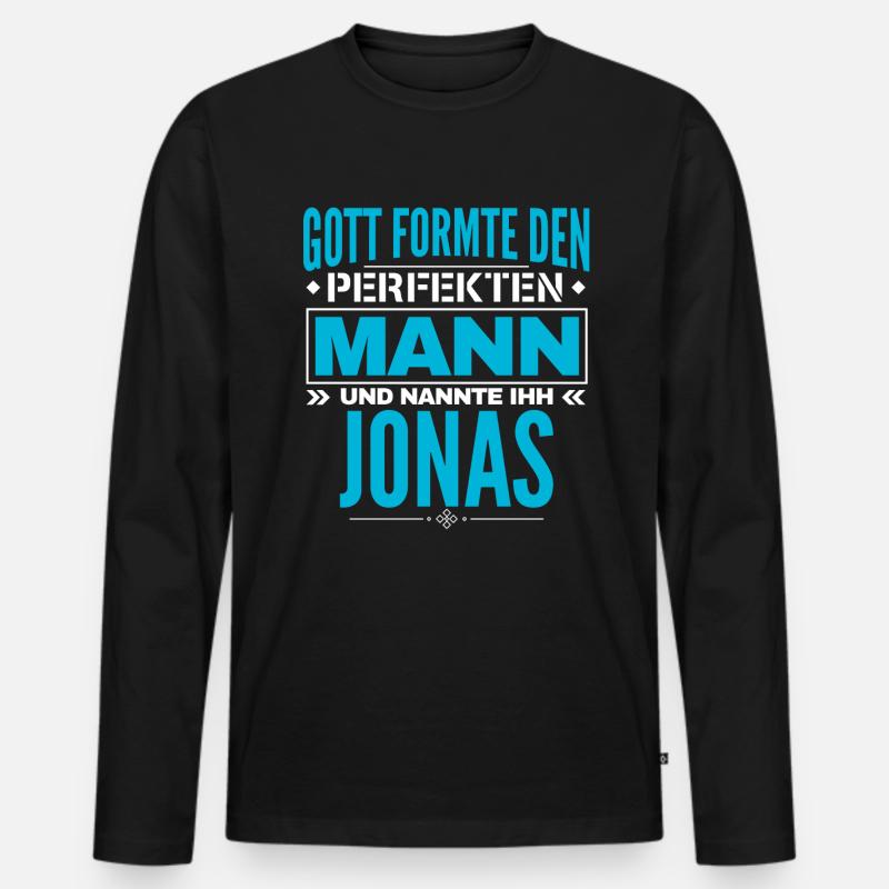 Jonas Name Design - Männer Premium Bio Langarmshirt - Schwarz