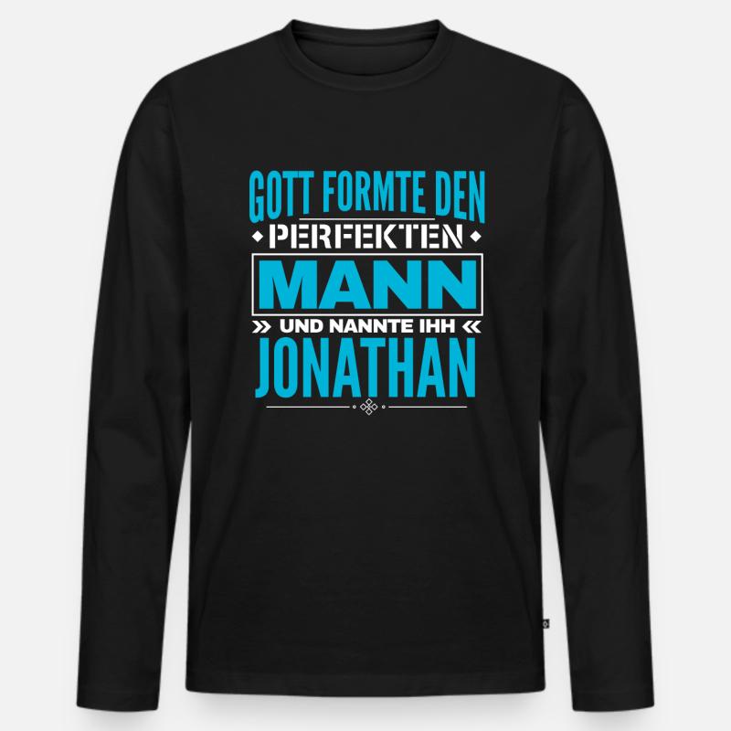 Jonathan Name Design - Männer Premium Bio Langarmshirt - Schwarz
