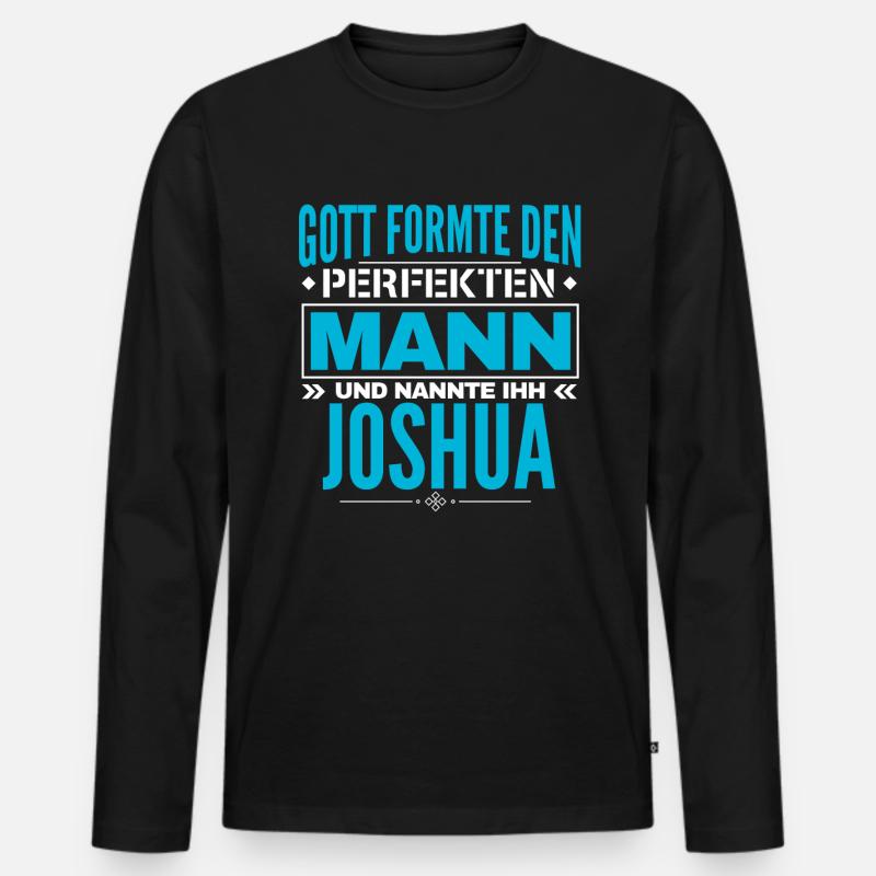 Joshua Name Design - Männer Premium Bio Langarmshirt - Schwarz