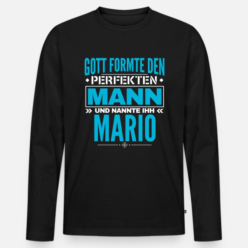 Mario Name Design - Männer Premium Bio Langarmshirt - Schwarz