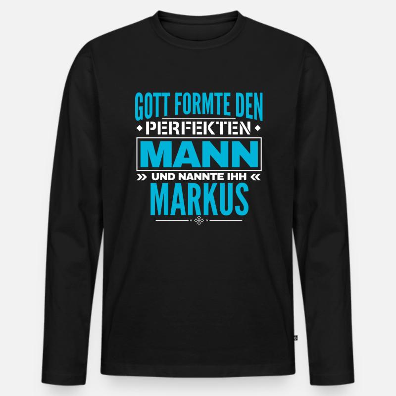 Markus Name Design - Männer Premium Bio Langarmshirt - Schwarz