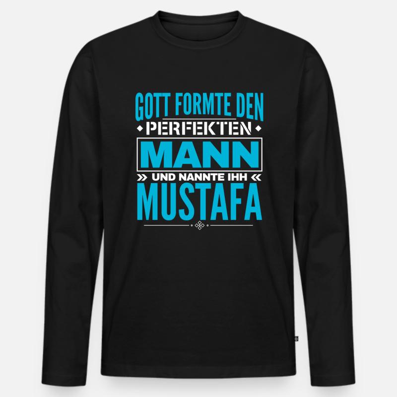 Mustafa Name Design - Männer Premium Bio Langarmshirt - Schwarz