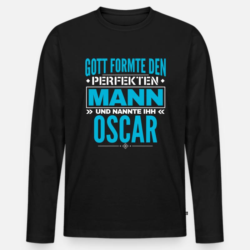 Oscar Name Design - Männer Premium Bio Langarmshirt - Schwarz