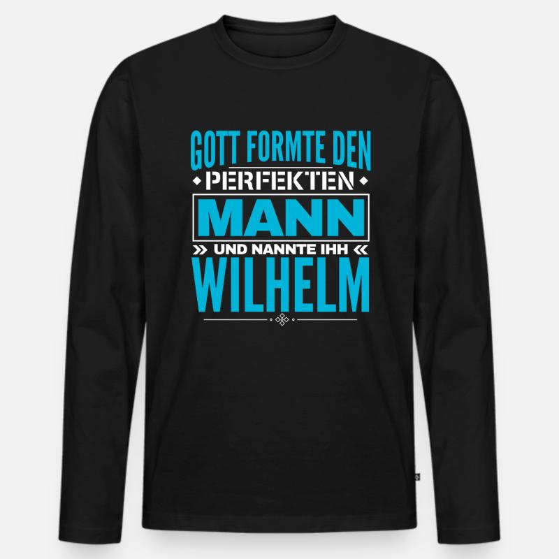 Wilhelm Name Design - Männer Premium Bio Langarmshirt - Schwarz