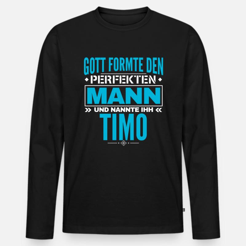 Timo Name Design - Männer Premium Bio Langarmshirt - Schwarz