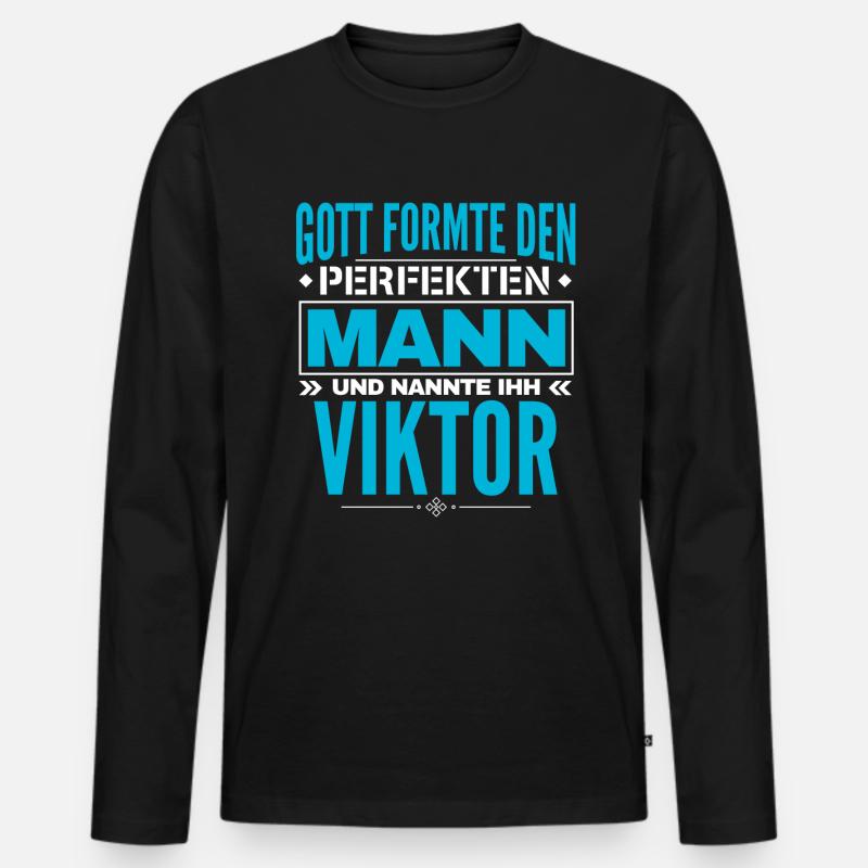Viktor Name Design - Männer Premium Bio Langarmshirt - Schwarz