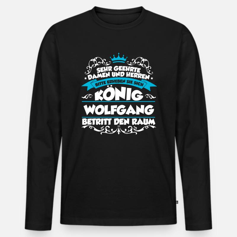 Wolfgang Name Design - Männer Premium Bio Langarmshirt - Schwarz