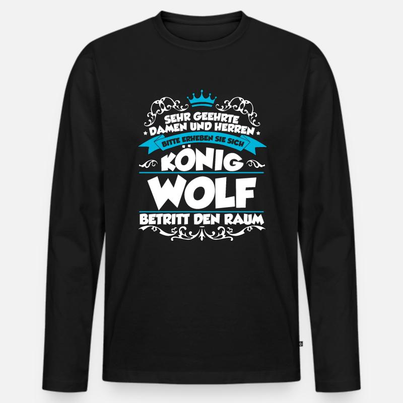 Wolf Name Design - Männer Premium Bio Langarmshirt - Schwarz