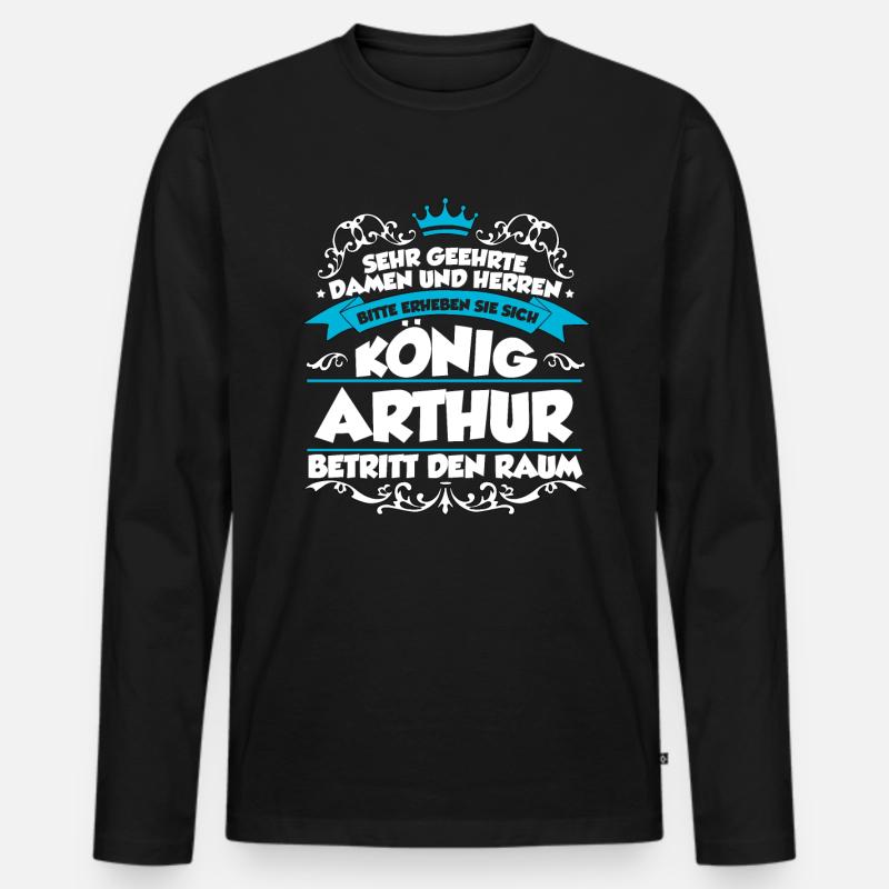 Arthur Name Design - Männer Premium Bio Langarmshirt - Schwarz