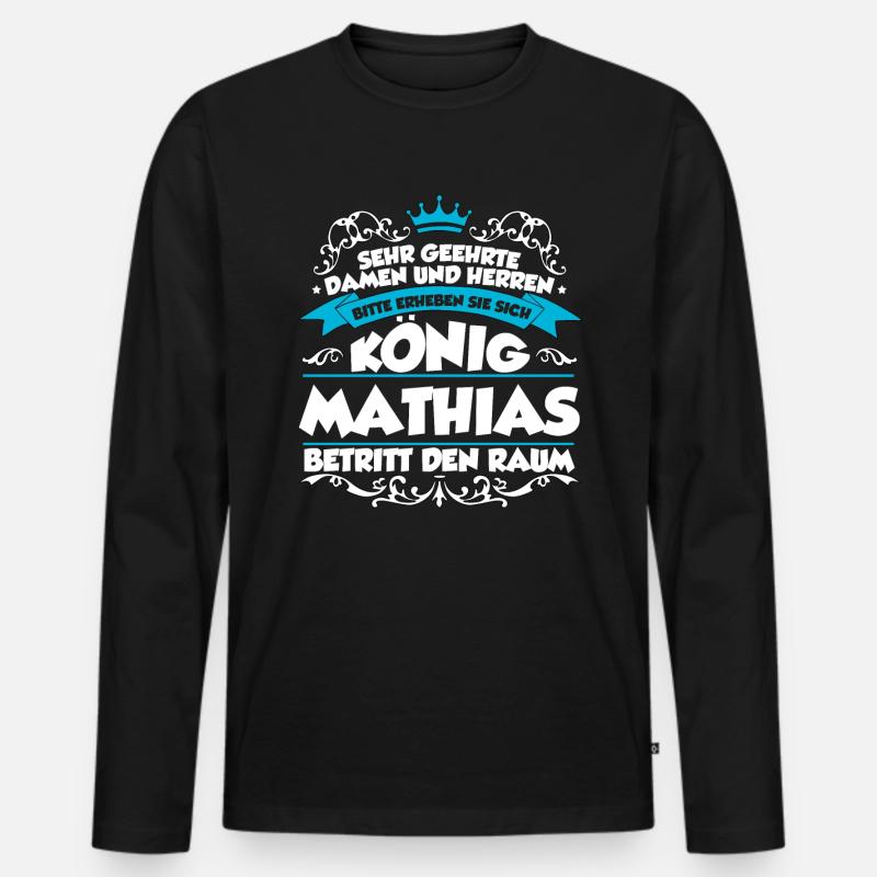 Mathias Name Design - Männer Premium Bio Langarmshirt - Schwarz
