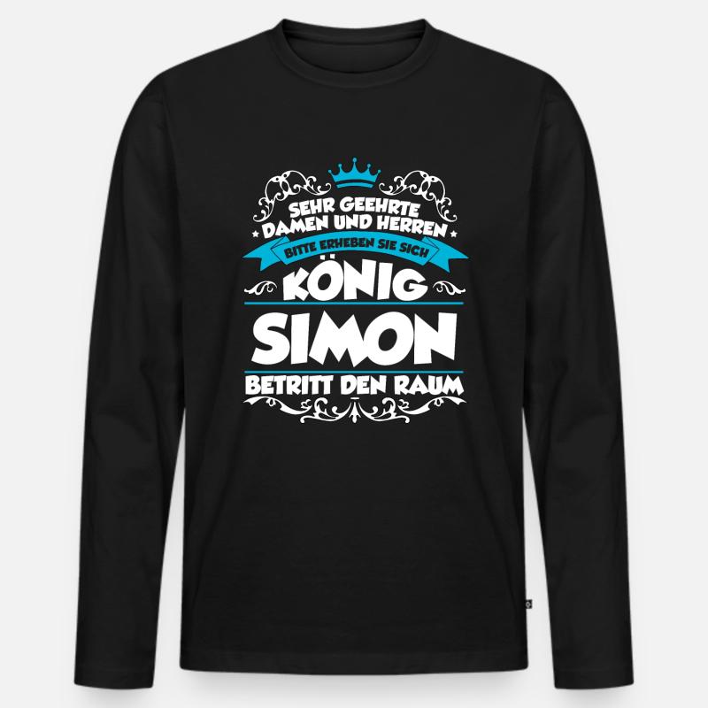 Simon Name Design - Männer Premium Bio Langarmshirt - Schwarz
