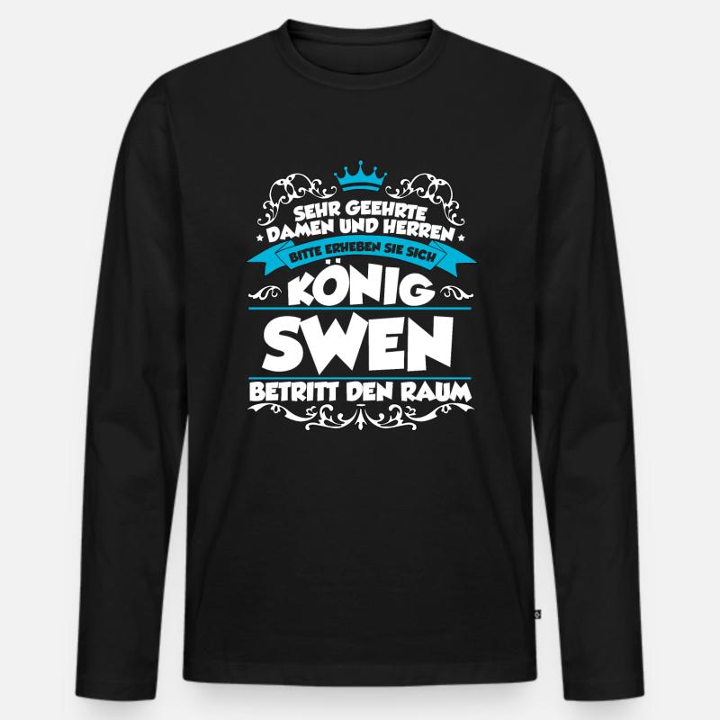 Swen Name Design - Männer Premium Bio Langarmshirt - Schwarz