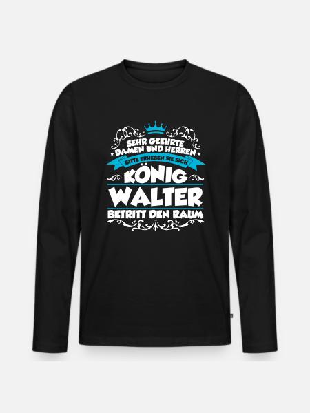 Walter Name Design - Männer Premium Bio Langarmshirt - Schwarz