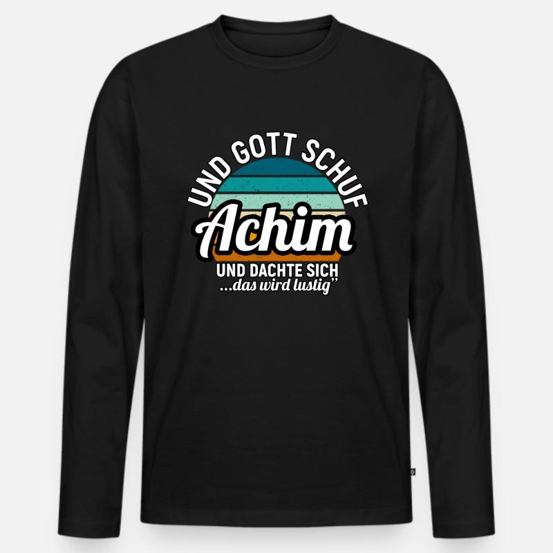 Achim - Männer Premium Bio Langarmshirt - Schwarz