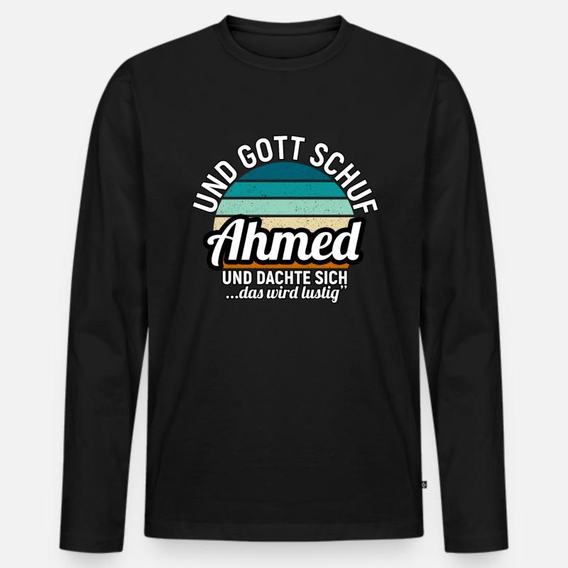 Albert - Männer Premium Bio Langarmshirt - Schwarz