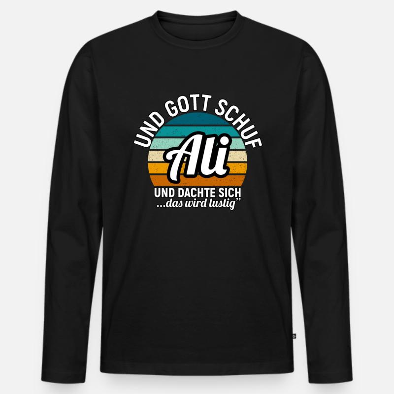 André - Männer Premium Bio Langarmshirt - Schwarz