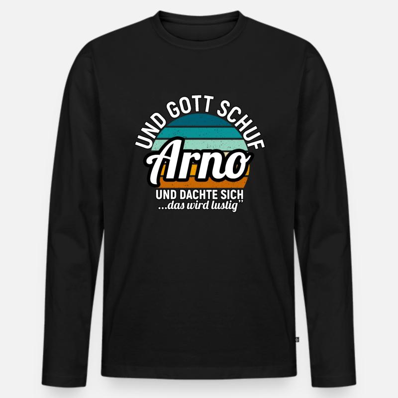 Arthur - Männer Premium Bio Langarmshirt - Schwarz