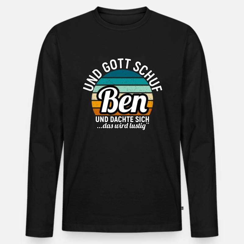Benedikt - Männer Premium Bio Langarmshirt - Schwarz
