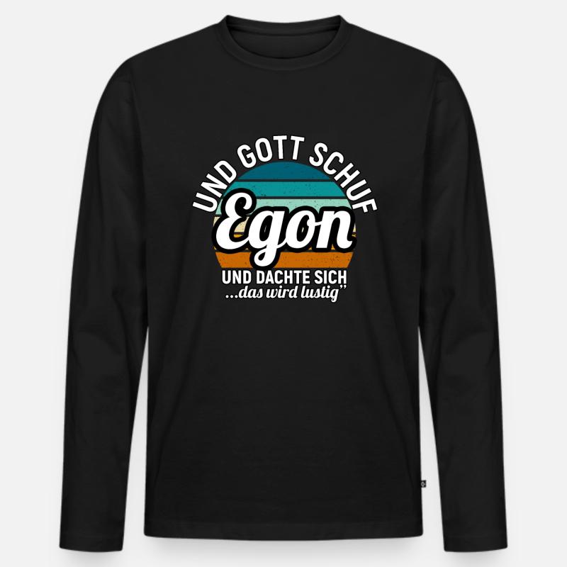 Emil - Männer Premium Bio Langarmshirt - Schwarz
