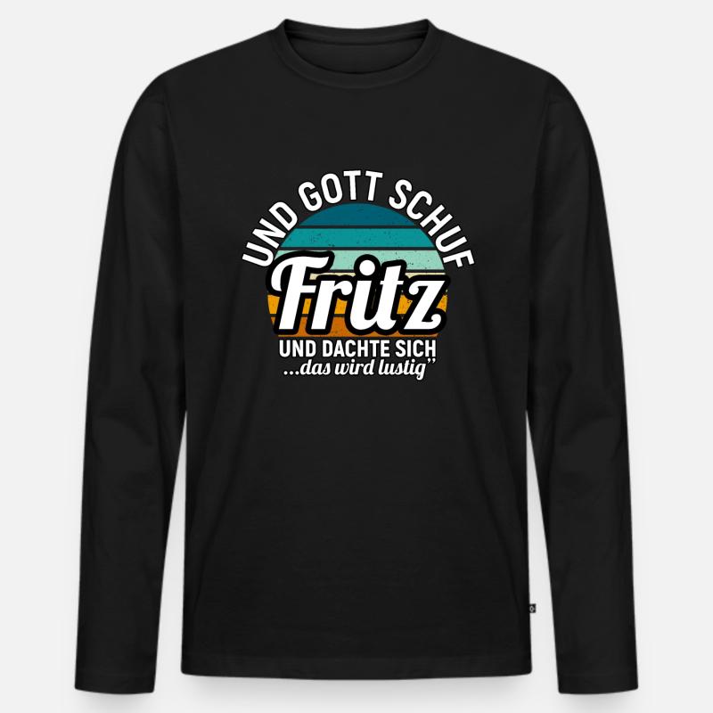 Fritz - Männer Premium Bio Langarmshirt - Schwarz