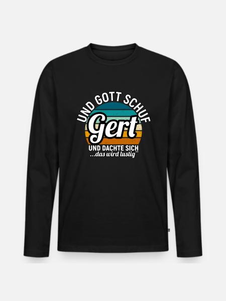 Gert - Männer Premium Bio Langarmshirt - Schwarz
