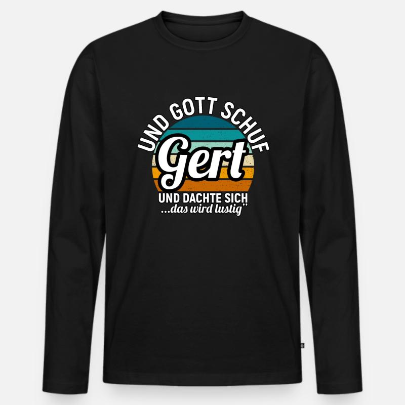 Gert - Männer Premium Bio Langarmshirt - Schwarz