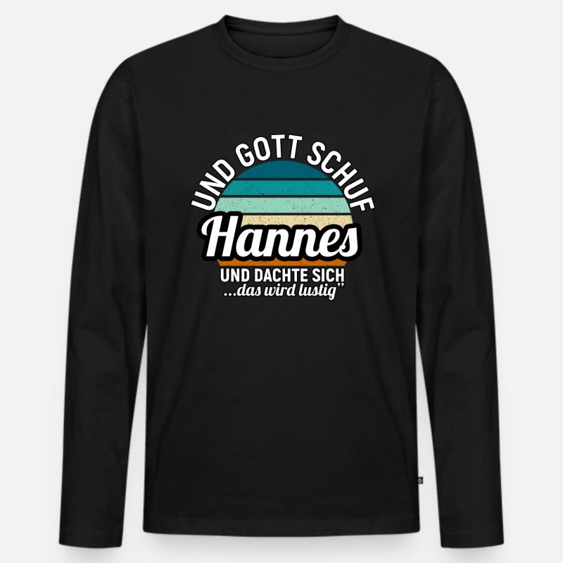 Hannes - Männer Premium Bio Langarmshirt - Schwarz