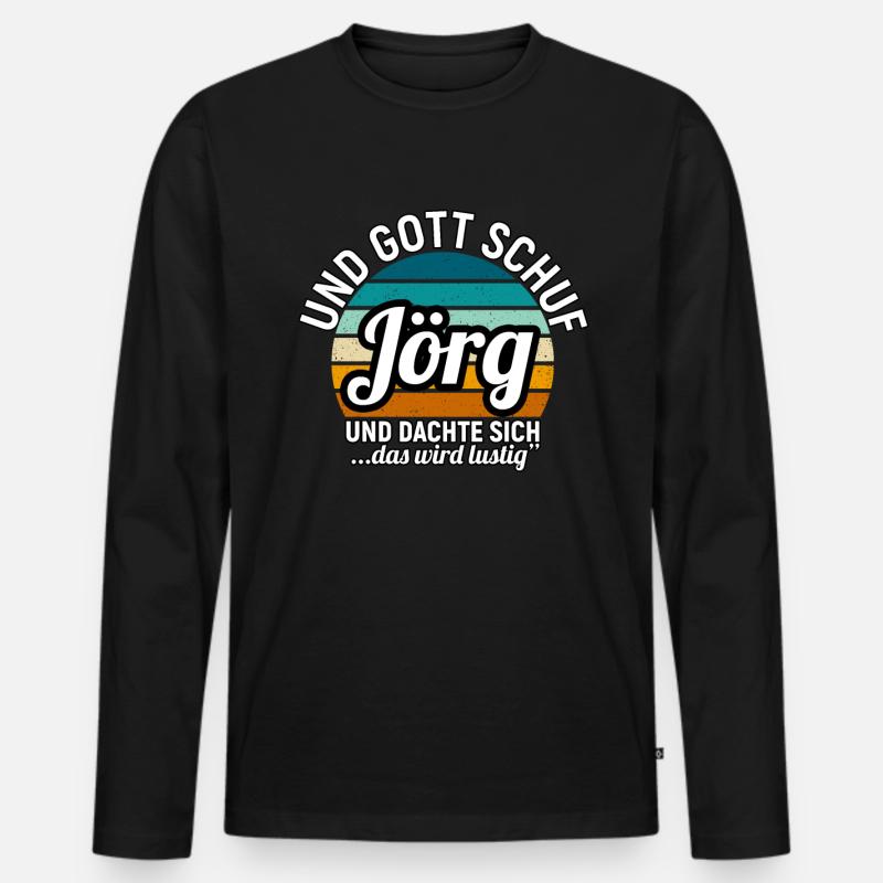 Jörg - Männer Premium Bio Langarmshirt - Schwarz