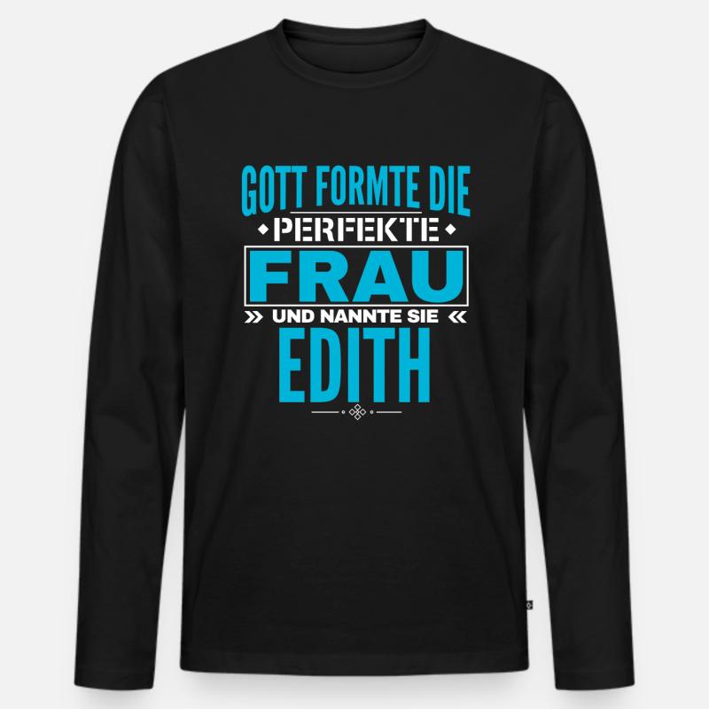 Edith Name Design - Männer Premium Bio Langarmshirt - Schwarz