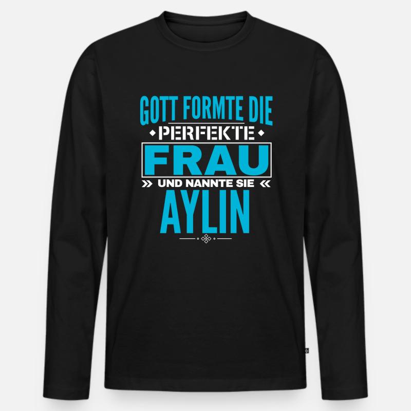 Ilona Name Design - Männer Premium Bio Langarmshirt - Schwarz